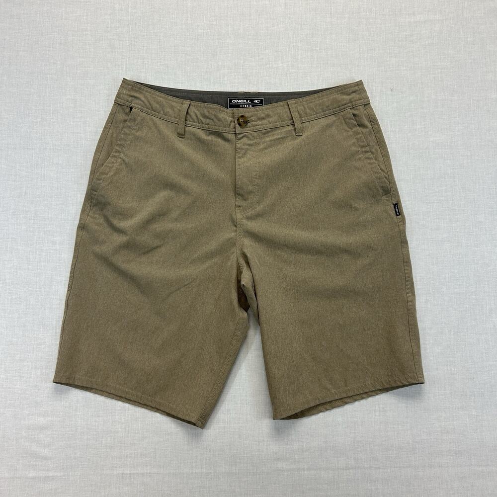ONeill Hybrid Chino Shorts Men's Size 34 Khaki Tan Boardshorts Surf Casual Beach